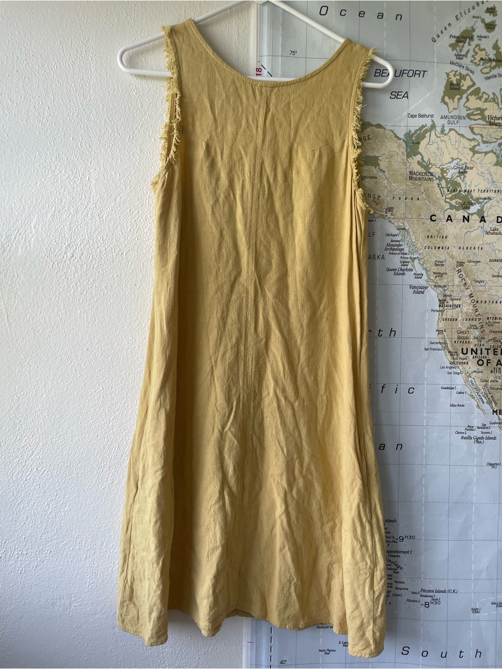 Thread & Supply Mustard Yellow Sleeveless Linen Dress